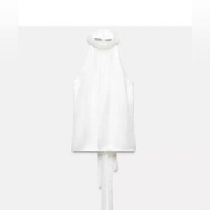 Zara White Satin Halter Top